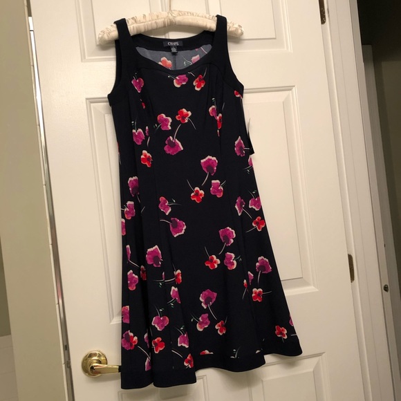 Size Medium Chaps Navy floral dress - Picture 1 of 5